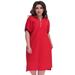 Plus Size Straight Dresses Women O-Neck With Zippers Big Size Summer Casual Loose Solid Dress Red Vestidos