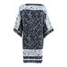 RALPH LAUREN Womens Black Geometric Kimono Sleeve Boat Neck Above The Knee Shift Party Dress Size: 4