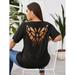 Women's Plus Size Butterfly Hollow Out Back Tee