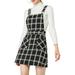 Allegra K Women's Adjustable Strap Plaid Suspender Overall Dress