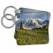 3dRose WA, Mount Rainier National Park, Mount Rainier and alpine meadow - Key Chains, 2.25 by 2.25-inch, set of 2