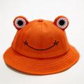 Cute Frog Bucket Hat, Summer Bucket Sun Hat, Fisherman Cotton Hat, Wide Brim Beach Cap for Adults Kids Women Men Girls (Orange)