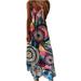 ClodeEU Fashion Women Summer V-Neck Casual Printing Loose Sleeveless Loose Long Dress