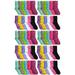 SOCKS'NBULK 60 Pairs Womens Casual Crew Sock, Cotton Colorful Fun Patterns, Women Solid Dress Socks Wholesale Bulk (60 Pairs Musical notes)