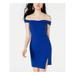 SEQUIN HEARTS Womens Blue Sleeveless Off Shoulder Mini Sheath Party Dress Size 0