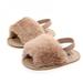Sonbest Baby Infant Girls Soft Sole Shoes Plush Slide Sandal First Walkers Anti-slip Walking Shoes Brown 13