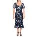 Marchesa Notte Womens Emrboidered Floral Midi Dress