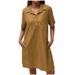 Ouneed Womens Dresses Solid Short Sleeve Summer Casual Sundress Mini Dress Tops