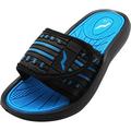 Norty Boy's Summer Comfort Casual Slide Flat Strap Shower Sandals Slip On Shoes 40345-1MUSLittleKid Black-Blue