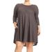 MOA COLLECTION Women's Solid Basic Short A-Line Relaxed Fit Side Pocket Plus Size Tunic Knit Dress