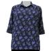 A Personal Touch Women's Plus Size 3/4 Sleeve Button-Up Blouse with Shirring - Purple Breck - 7X