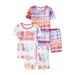 The Children's Place Girls Short Sleeve 'Aloha Morning' Tie Dye Snug Fit Cotton 4-Piece Pajamas, Sizes 4-16