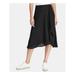 DKNY Womens Black Ruffled Side Below The Knee Skirt Size 14