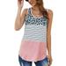 Women Summer Sleeveless Bohemian Floral Tank Top for Ladies Hip Hop Loose T-Shirt Vest Top Blouse Party Holiday Sleeveless Casual Baggy Striped Vest Tank Tops