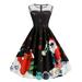 Christmas Women's Mesh Sleeveless Vintage Cocktail Party Skater Dress