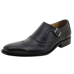 LIBERTYZENO Monk Strap Mens Leather Formal Business Wingtip Brogue Dress Shoes