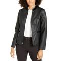 Women's Jacket Medium Faux Leather Velvet Trim M