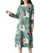 Women Dress Summer Autumn Plus Size Folk-Custom Loose Floral Printed Cotton And Linen Dresses Elegant Vintage Dress