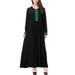 Women's Muslim Abaya Kaftan Long Sleeves Boho Loose Maxi Dress