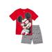 Mickey Mouse Baby Boy & Toddler Boy T-Shirt & Printed French Terry Shorts Outfit Set, 2-Piece (12M-4T)