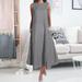 Women Round Neck Cover-up Dress Holiday Sleeveless Cotton Striped Dress Swing Dress Perfect Gift for Girls