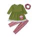 Toddler Kid Baby Girls Outfit Long Sleeve Owl Lace Dress Tops Floral Pants Scarf Autumn Clothes Set 3Pcs