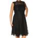 CALVIN KLEIN Womens Black Lace Sleeveless Illusion Neckline Knee Length Fit + Flare Dress Size: 12