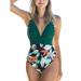 Hopiumy Women's One Piece Stripe Swimsuits for Women Athletic Training Tummy Control Monokini Swimwear Bathing Suits for Women