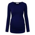 Sexy Dance Womens Maternity Long Sleeve Tops Pregnant Casual Buttons Ruched T-Shirt Blouse Ladies Solid Color Baggy Pregnancy Pullover Shirt Round Neck Pleated Tunic Homewear