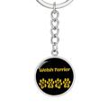 Dog Mom Gift Welsh Terrier Mama Circle Keychain Stainless Steel or 18k Gold