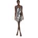 Nicole Miller Artelier SILVER MULTI Mermaid Sequin V-Neck Dress, US X-Large