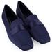 Mio Marino Loafers For Women - Womens Dress Shoes - Square Toe Satin Flats For Women - In Gift Box - Navy - Size 5.5 B(M) US