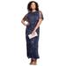 Roaman's Women's Plus Size Glam Maxi Dress Beaded Formal Evening Capelet Gown