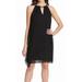 JESSICA HOWARD Womens Black Embellished Sleeveless Keyhole Knee Length Shift Wear To Work Dress Size 6P