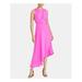 RACHEL ROY Womens Pink Draped Asymmetrical Jewel Neck Maxi Sheath Dress Size 14
