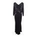 Calvin Klein Women's 3/4 Sleeve Sequin Blouson Gown (4, Black)