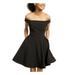 CRYSTAL DOLLS Womens Black Embellished Solid Sleeveless Off Shoulder Above The Knee Fit + Flare Formal Dress Size M