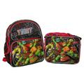 Teenage Mutant Ninja Turtles Black and Red Totally Teched Out! 12" Medium School Backpack with Lunch Box Set