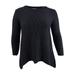 Style & Co. Women's Petite Long-sleeve Handkerch Sweater (PL, Deep Black)