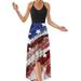 Sexy Dance American Flag Printed Dress for Women Sleeveless Tank Shirt Dress Women Summer Dress