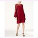 Thalia Sodi Lace Illusion Shift Dress in Napa Wine, Medium