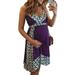 Ladies Women Pregnant Summer Beach Polka Dot Midi Dress Holiday Sundress Short Sleeve Summer Boho Long Midi Dress Cocktail Party Beach Dresses Kaftan Ethnic Dress