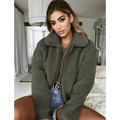 Women's Faux Fur Coats Winter Solid Lapel Turn Down Collar Slim Zipper Short Cropped Jackets Warm Coat for Ladies