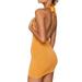 Bebiullo Women Sleeveless Bodycon Knitted Dress Halter Neck Backless Midi Dress Summer Beach Short Tank Dress Y2k Streetwear