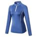 Women's Long Sleeve Sport T-Shirt Half-Zipper Pullover Quick Dry Solid Color Blouse with Thumb Holes Outdoor Sports Yoga Cycling
