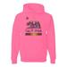 California Republic Bear Logo Retro Mandala Mosaic Mens Fashion Hooded Sweatshirt Graphic Hoodie, Neon Pink, Large
