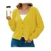 ( not included the White T Shirt) Women Solid Color Open Front Long Sleeve Knitwear Chunky Knit Cardigan Sweaters Button V Neck Loose Outwear Coat