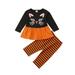 Toddler Kids Baby Girl Halloween Costume Long Sleeve Tops Striped Leggings Pants Outfits Clothes Set