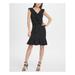 DKNY Womens Black Ruffled Cap Sleeve V Neck Knee Length Shift Cocktail Dress Size 8