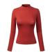 Made by Olivia Women's Solid Tight Fit Lightweight Long Sleeves Mock Neck Top